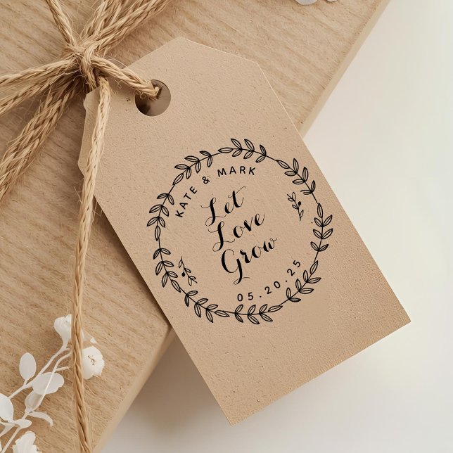 Laurel Wreath Let Love Grow Wedding Favour Self-inking Stamp (Creator Uploaded)