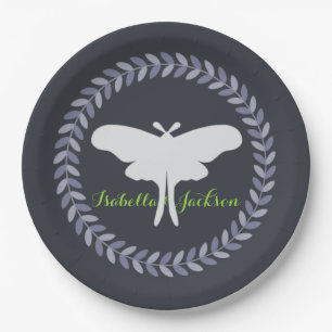 Laurel Wreath & Luna Moth Paper Plate
