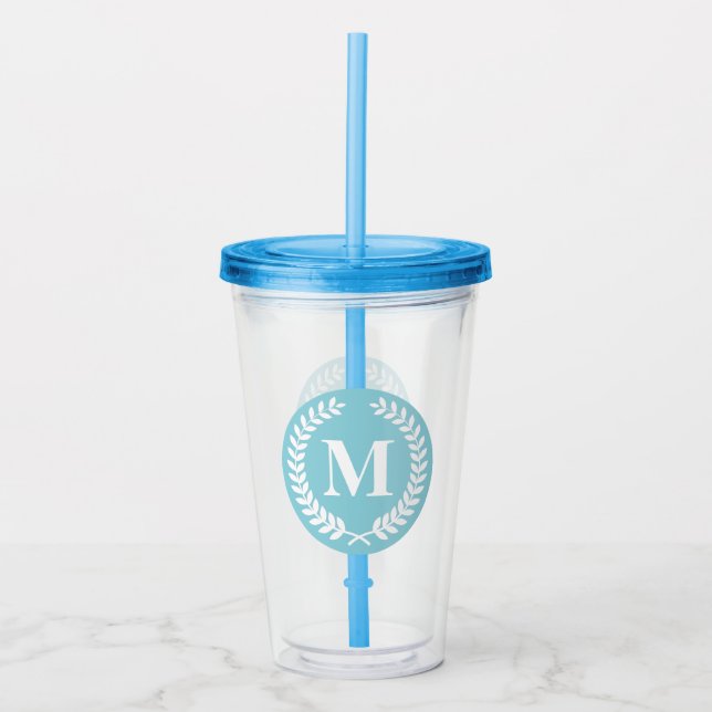 Laurel Wreath Monogram Acrylic Tumbler (Front)