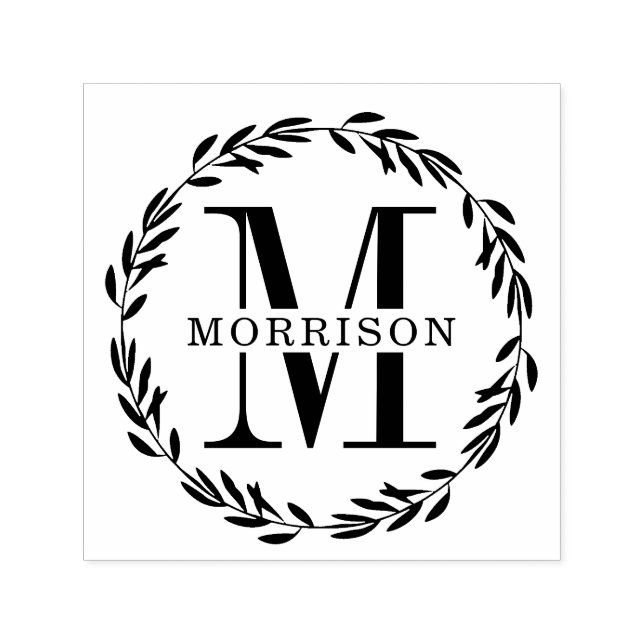 Laurel Wreath Monogram Self-inking Stamp (Design)