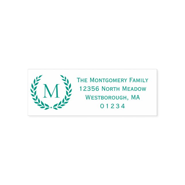 Laurel Wreath Monogrammed Initial Return Address Self-inking Stamp (Design)