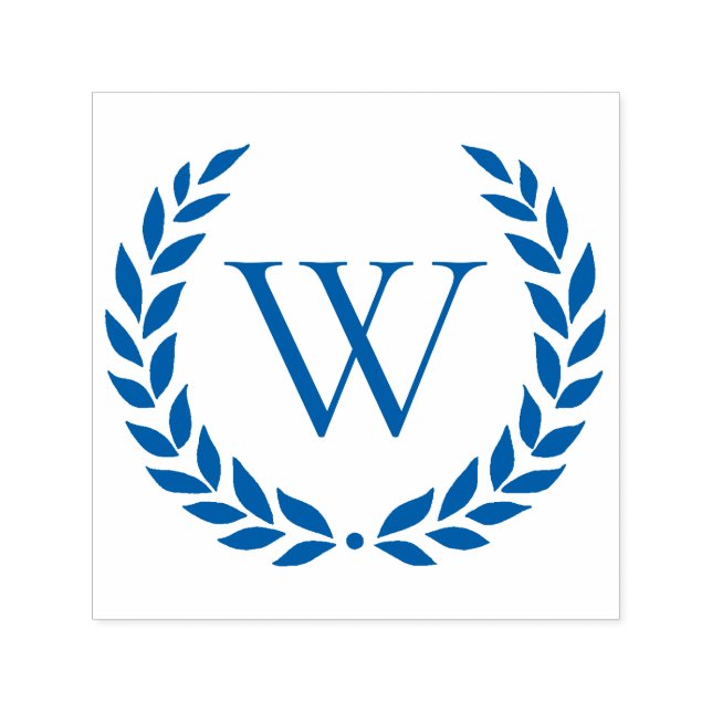 Laurel Wreath Monogrammed Initial Self-inking Stamp (Design)
