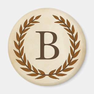 Laurel Wreath on Parchment Monogram Initial B Magnet
