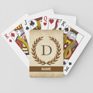 Laurel Wreath on Parchment Monogram Initial D Playing Cards