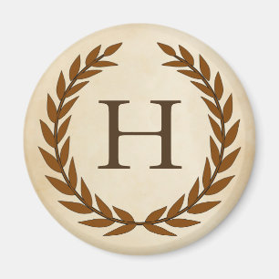 Laurel Wreath on Parchment Monogram Initial H Magnet