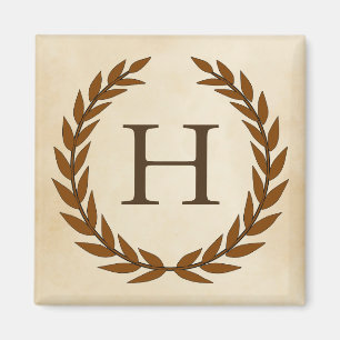 Laurel Wreath on Parchment Monogram Initial H Magnet