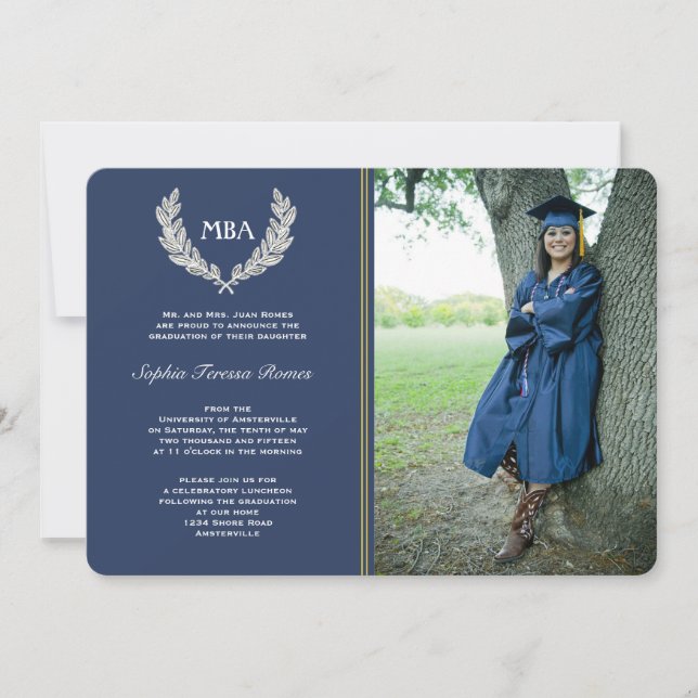 Laurel Wreath Photo Graduation Invitation / Anno (Devant)