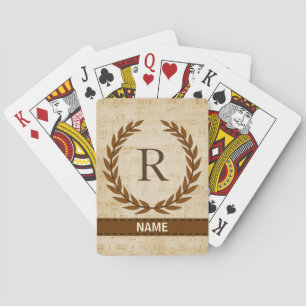 Laurel Wreath Sheet Music Monogram Initial R Playing Cards
