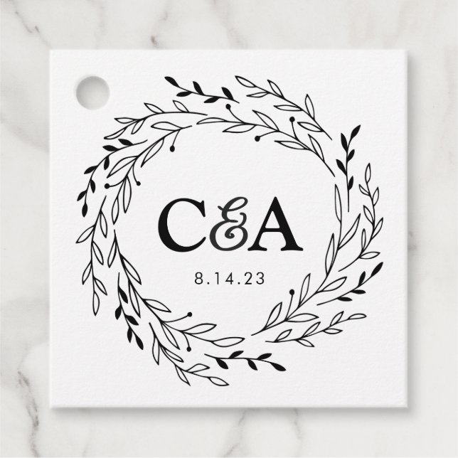 Laurel Wreath Wedding | Favour Tag (Front)