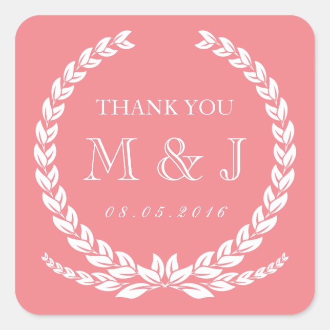 Laurel Wreath Wedding Sticker Customize Colour (Front)