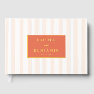 Lauren & Benjamin Warm Coral Stripes Guest Book