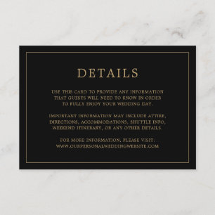 Lauren Black and Gold Monogram Elegant Wedding Enclosure Card