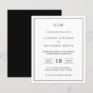 Lauren Black and White Budget Wedding Invitation