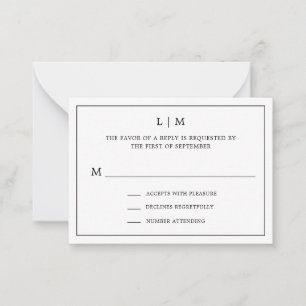Lauren Black and White Monogram Elegant Wedding Card