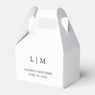Lauren Black and White Monogram Elegant Wedding Favor Box