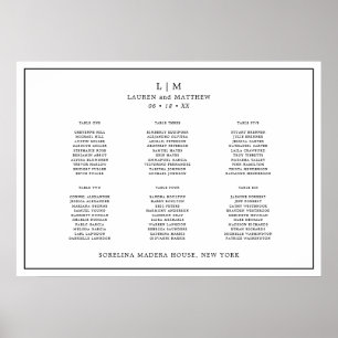 Lauren Black and White Monogram Elegant Wedding Poster