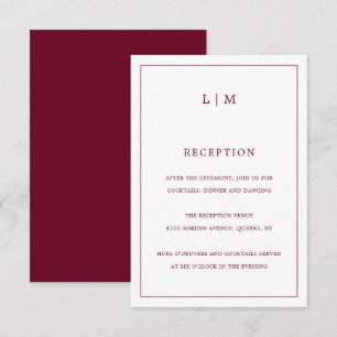 Lauren Burgundy Monogram Elegant Wedding Enclosure Card