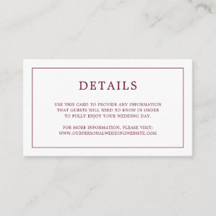 Lauren Burgundy Monogram Elegant Wedding Enclosure Card