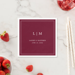 Lauren Burgundy Monogram Elegant Wedding Napkin