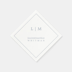 Lauren Dusty Blue Monogram Elegant Wedding Napkin