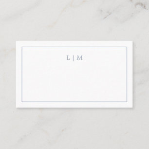 Lauren Dusty Blue Monogram Elegant Wedding Place Card