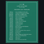 Lauren Emerald Green Monogram Elegant Wedding<br><div class="desc">Simple Wedding Timeline featuring a modern yet elegant design with your two letter monogram at the top and your details surrounded by a thin border. All text is in white over a jewel tone emerald green background and may be changed to any colours you wish by clicking the "customize" button....</div>