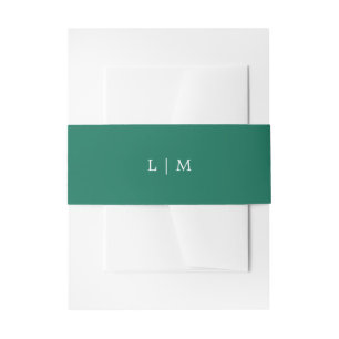 Lauren Emerald Green Monogram Elegant Wedding Invitation Belly Band