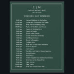 Lauren Forest Green Monogram Elegant Wedding<br><div class="desc">Simple Wedding Timeline featuring a modern yet elegant design with your two letter monogram at the top and your details surrounded by a thin border. All text is in white over a forest green background and may be changed to any colours you wish by clicking the "customize" button. A chic...</div>