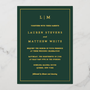 Lauren Forest Green Monogram Elegant Wedding
