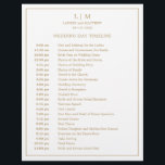 Lauren Gold Monogram Elegant Wedding<br><div class="desc">Simple Wedding Timeline featuring a modern yet elegant design with your two letter monogram at the top and your details surrounded by a thin border. All text is in faux gold over a white background and may be changed to any colours you wish by clicking the "customize" button. A chic...</div>