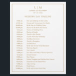 Lauren Gold Monogram Elegant Wedding<br><div class="desc">Simple Wedding Timeline featuring a modern yet elegant design with your two letter monogram at the top and your details surrounded by a thin border. All text is in faux gold over a white background and may be changed to any colours you wish by clicking the "customize" button. A chic...</div>