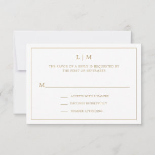 Lauren Gold Monogram Elegant Wedding RSVP Card