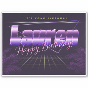 Lauren Name Vorname lila retro Sticker Geburtstag