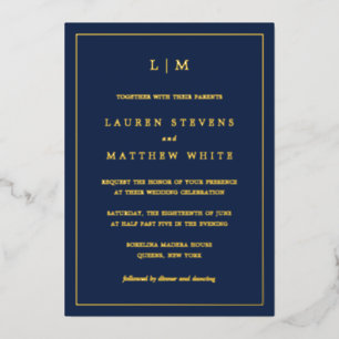 Lauren Navy Blue Monogram Elegant Wedding