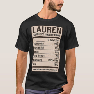Lauren Nutrition Facts Name Nickname Alias Title F T-Shirt