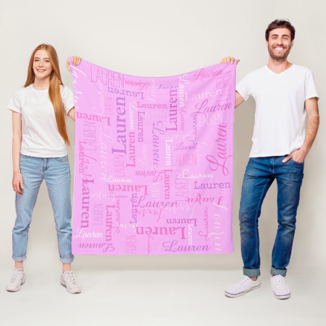 Lauren personalized name light purple pink blanket (In Situ)