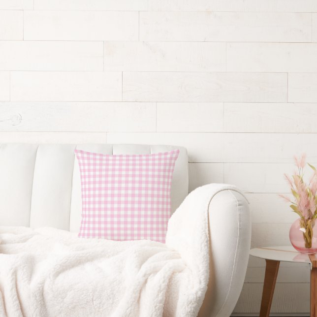 Lauren Pink Plaid Throw Pillow (Couch)