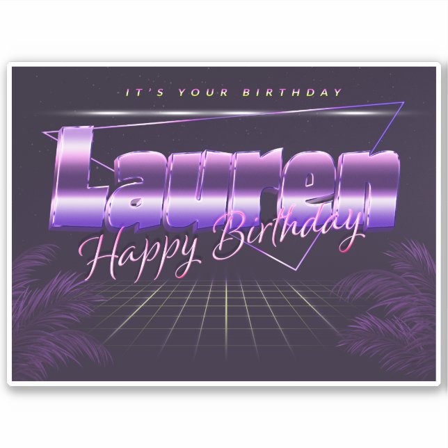 Lauren Prénom lila retro Sticker (Devant)