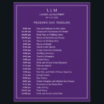Lauren Purple Monogram Elegant Wedding<br><div class="desc">Simple Wedding Timeline featuring a modern yet elegant design with your two letter monogram at the top and your details surrounded by a thin border. All text is in white over a purple background and may be changed to any colours you wish by clicking the "customize" button. A chic and...</div>