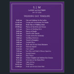 Lauren Purple Monogram Elegant Wedding<br><div class="desc">Simple Wedding Timeline featuring a modern yet elegant design with your two letter monogram at the top and your details surrounded by a thin border. All text is in white over a purple background and may be changed to any colours you wish by clicking the "customize" button. A chic and...</div>