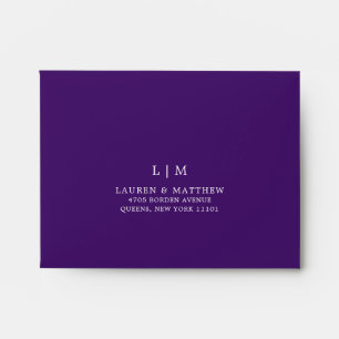 Lauren Purple Monogram Elegant Wedding Envelope