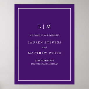 Lauren Purple Monogram Elegant Wedding Poster