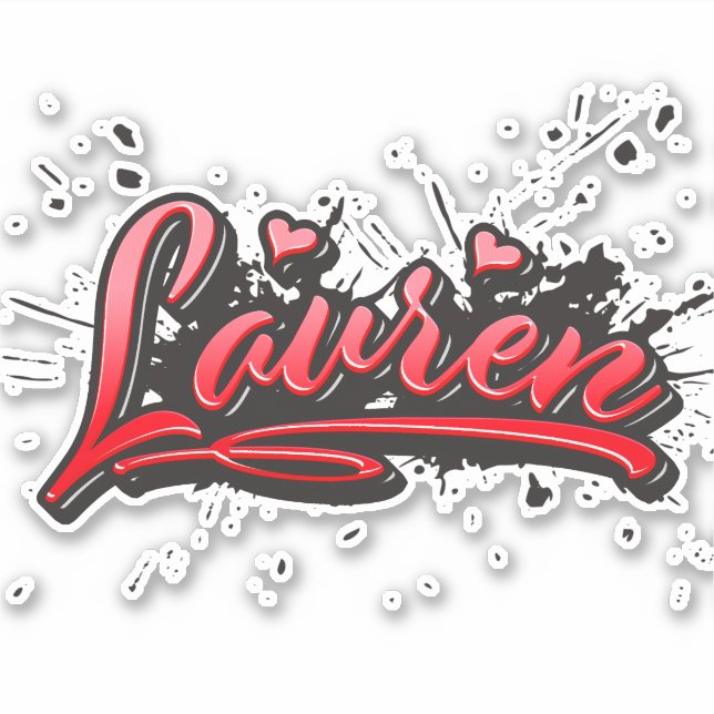 Lauren red heart graffiti autocollants (Devant)