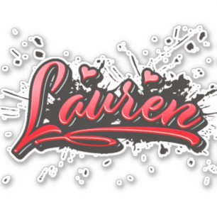 Lauren red Heart Graffiti Sticker