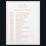 Lauren Rose Gold Monogram Elegant Wedding<br><div class="desc">Simple Wedding Timeline featuring a modern yet elegant design with your two letter monogram at the top and your details surrounded by a thin border. All text is in faux rose gold over a white background and may be changed to any colours you wish by clicking the "customize" button. A...</div>