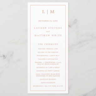 Lauren Rose Gold Monogram Elegant Wedding Program