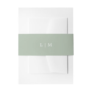 Lauren Sage Green Monogram Elegant Wedding Invitation Belly Band