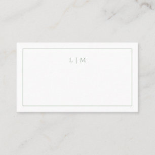 Lauren Sage Green Monogram Elegant Wedding Place Card