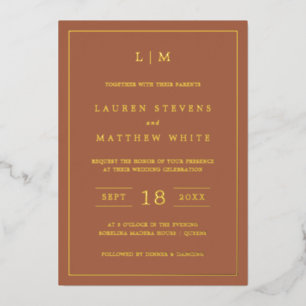 Lauren Terracotta Monogram Elegant Wedding