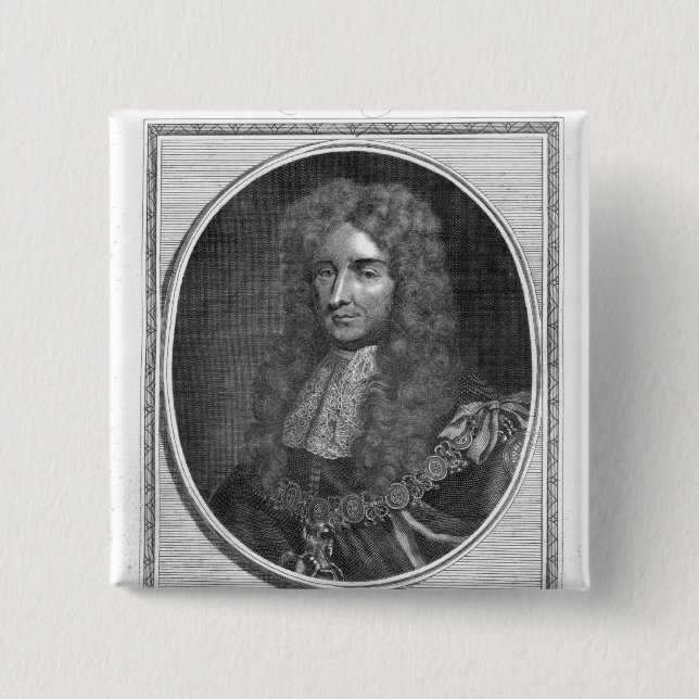 Laurence Hyde, 1st Earl of Rochester 2 Inch Square Button (Front)